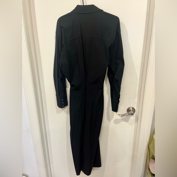 ZARA Clinched Waist Black Button-Down Midi Dress - Picture 4 of 5